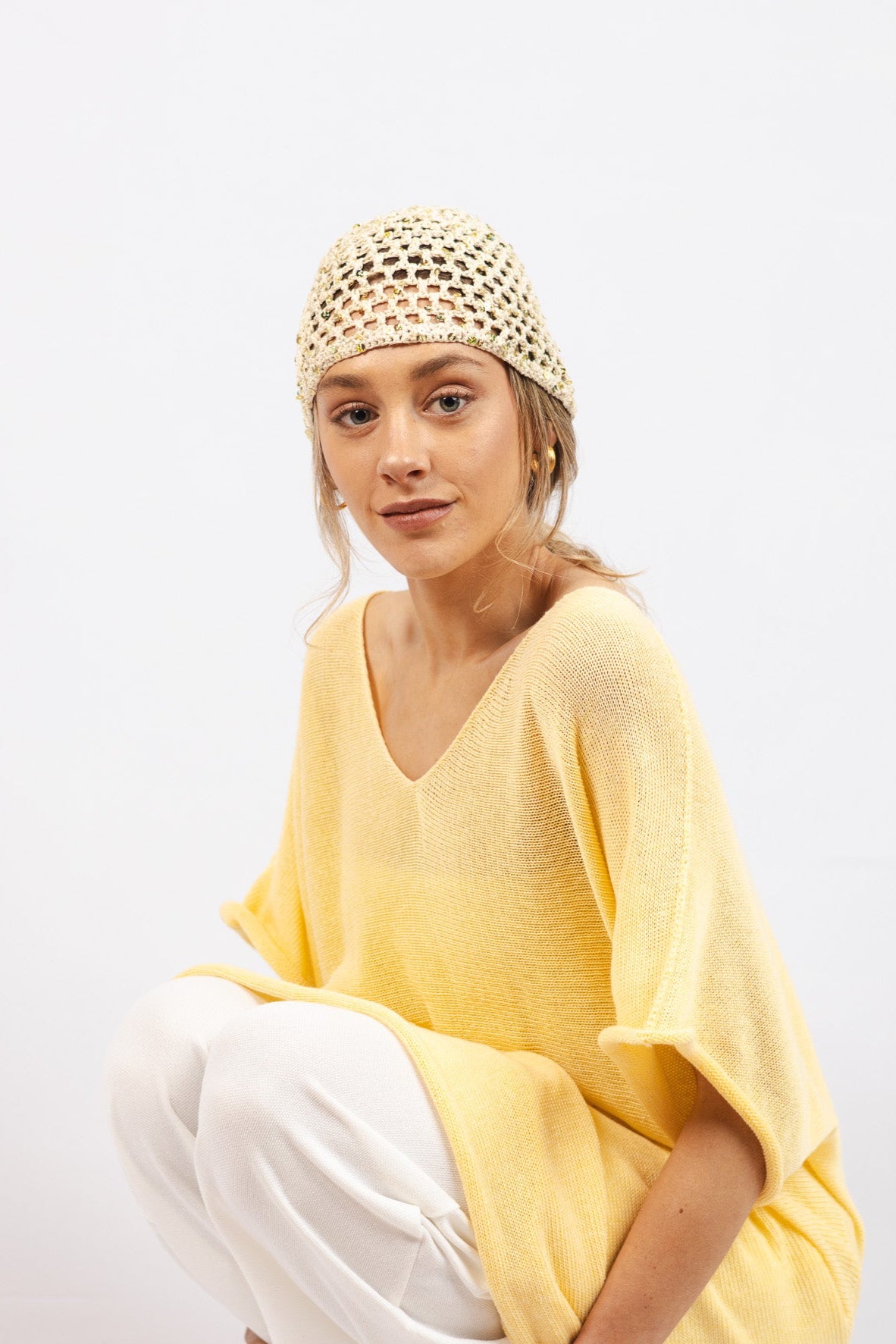 Vestido Lino y Algodón Tamar Amarillo Mantequilla