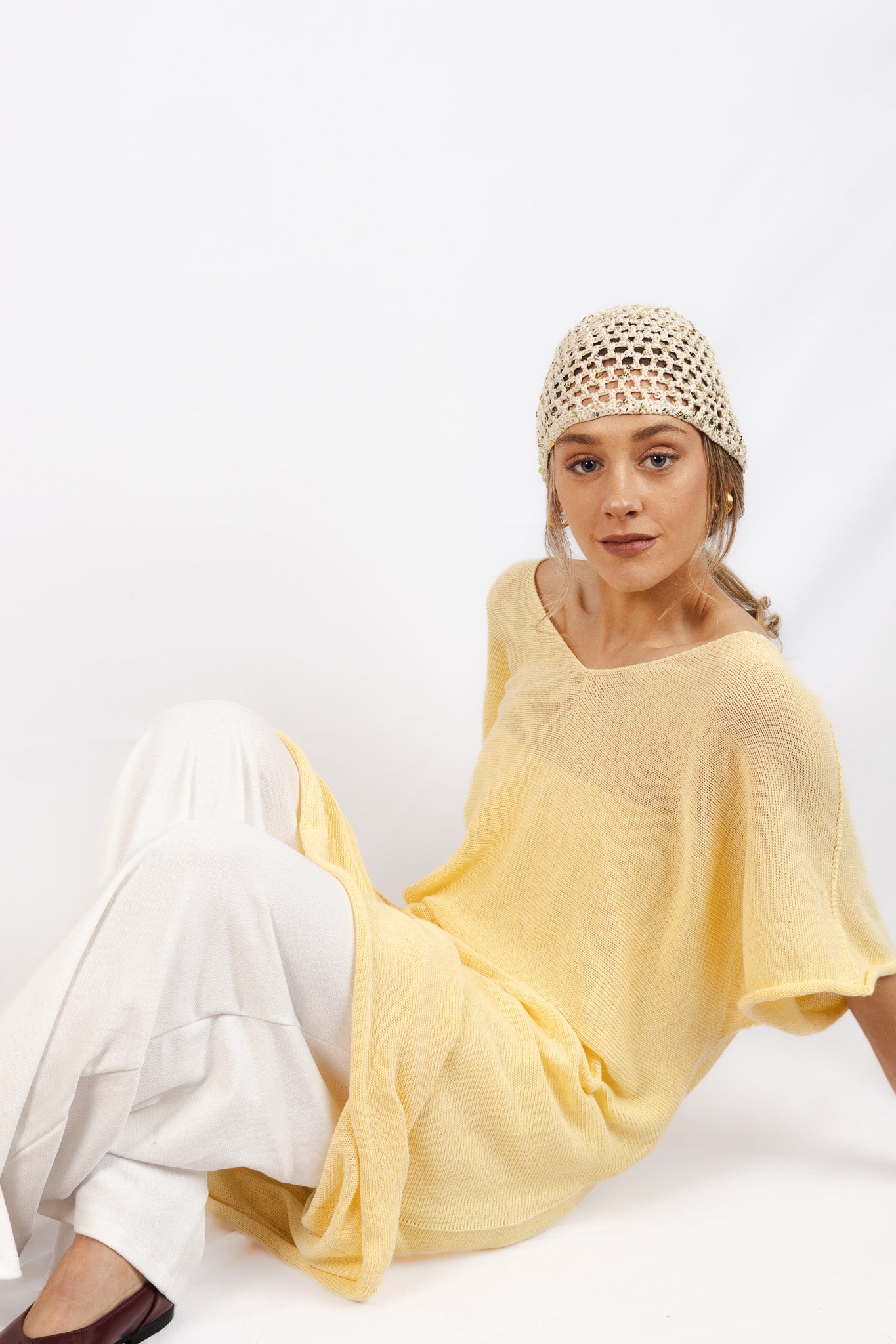 Vestido Lino y Algodón Tamar Amarillo Mantequilla