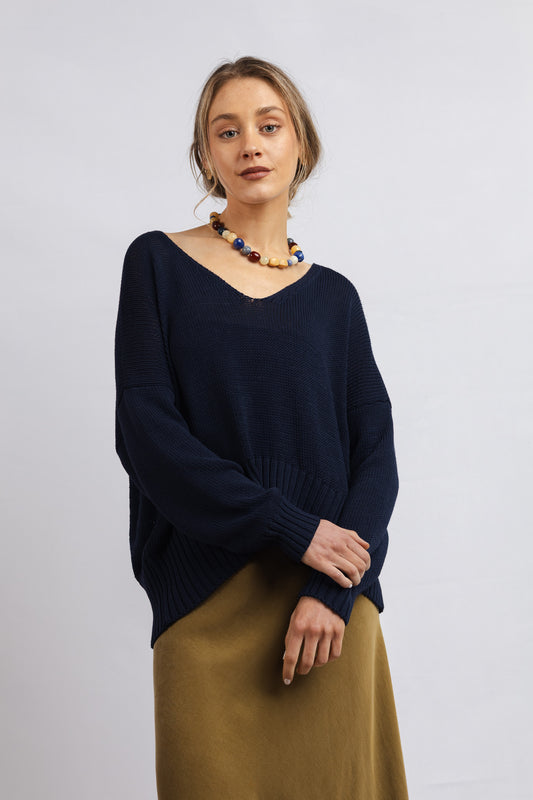 Sweater Algodón Linette Azul Marino