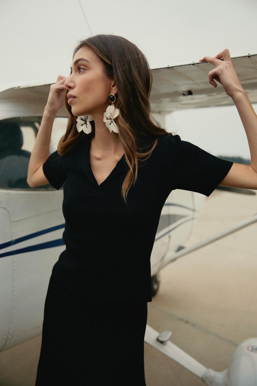 Top manga corta Viscosa Susana Negro