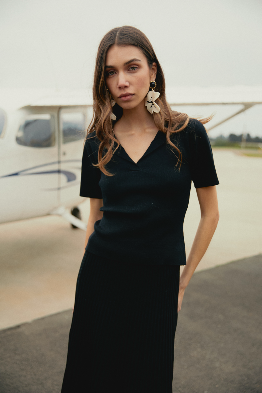 Top manga corta Viscosa Susana Negro