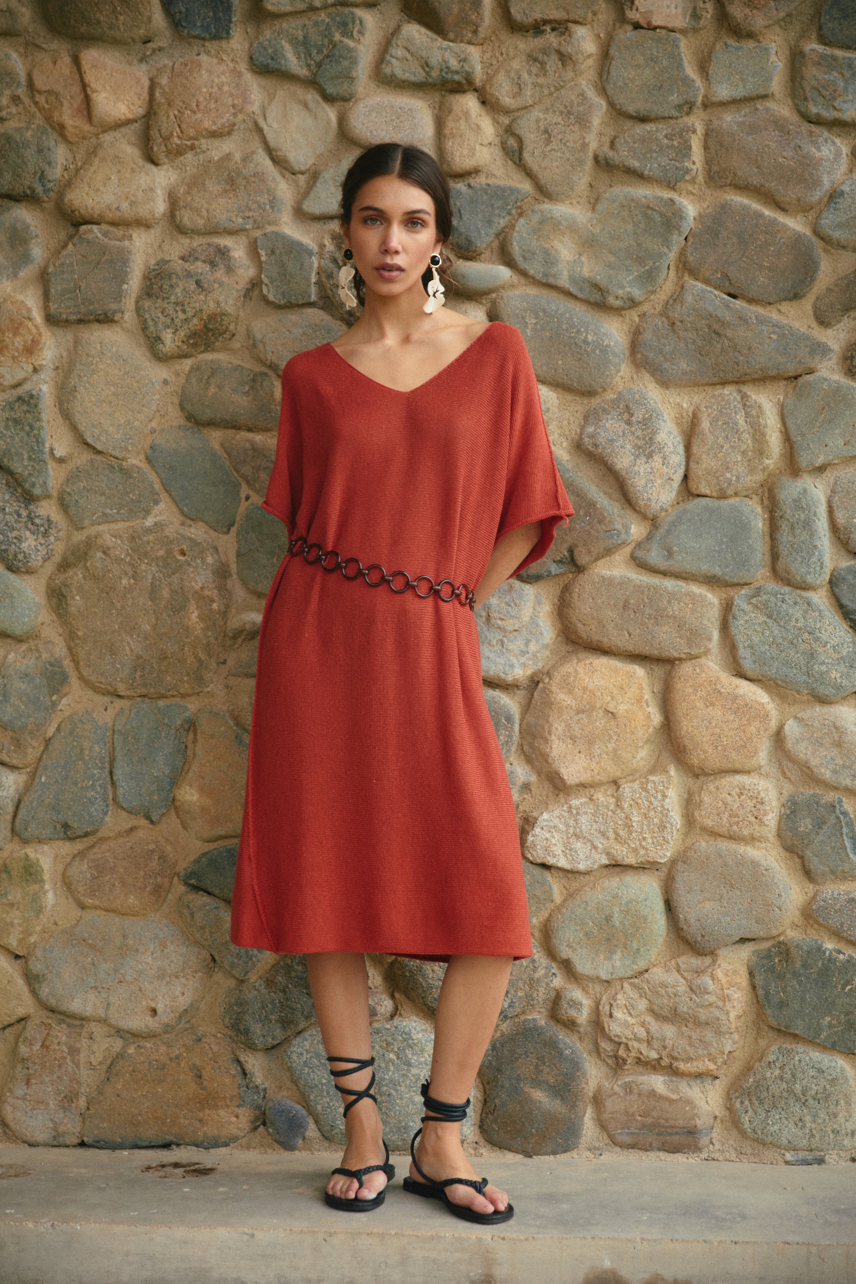 Vestido Lino y Algodón Tamar Tierra