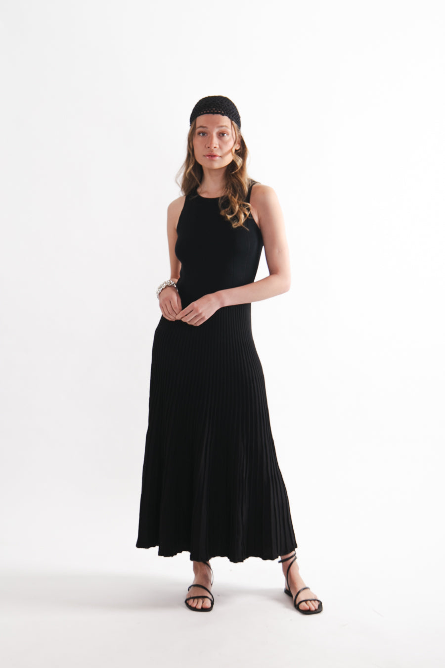 Vestido largo Viscosa Maria Negro Vista Frontal