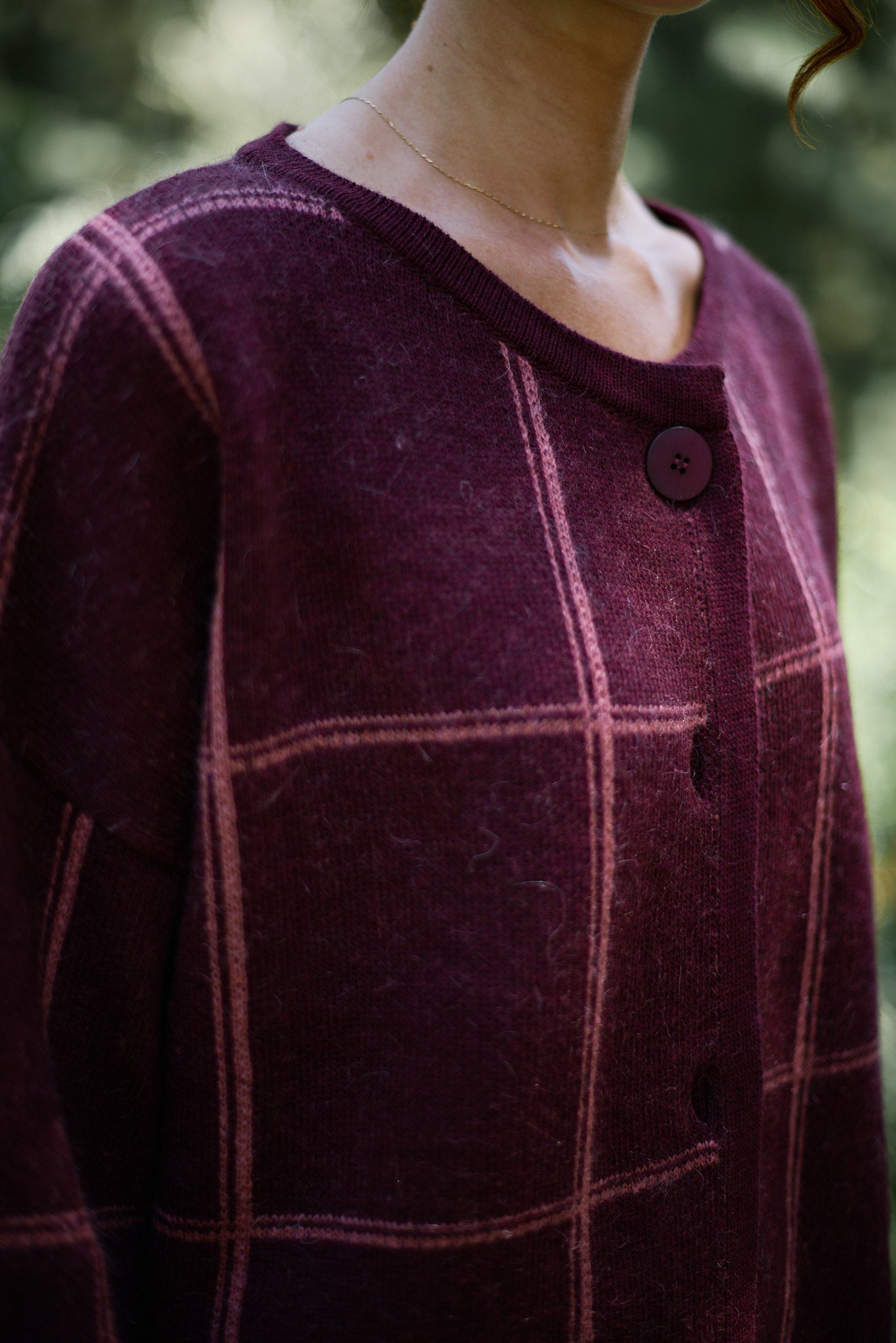Chaleco Lana y Mohair Milano Burdeo Detalle