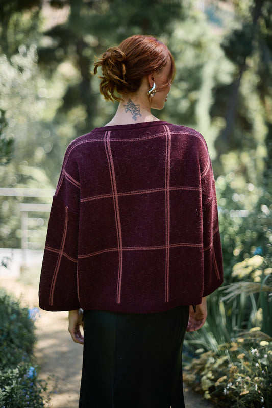 Chaleco Lana y Mohair Milano Burdeo Vista Posterior