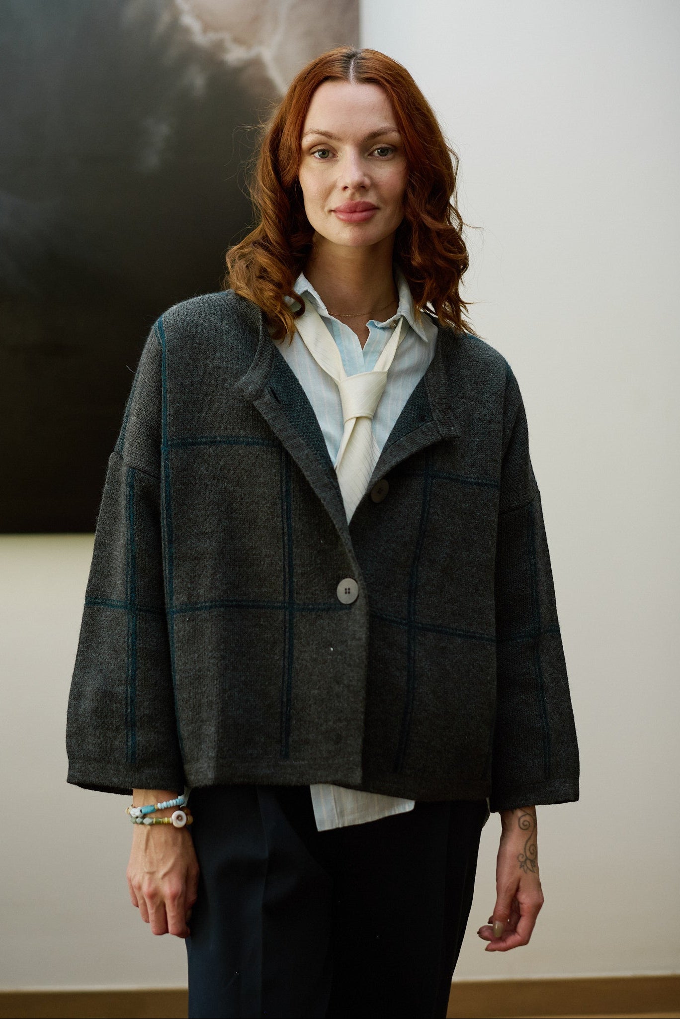 Chaleco Lana y Mohair Milano Gris Vista Frontal