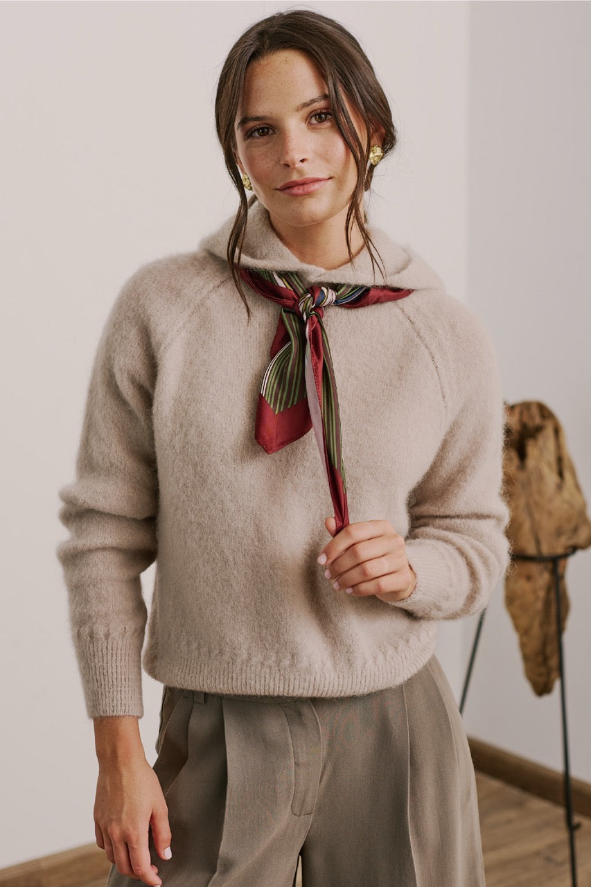 Sweater Mohair Monza Beige Vista Frontal