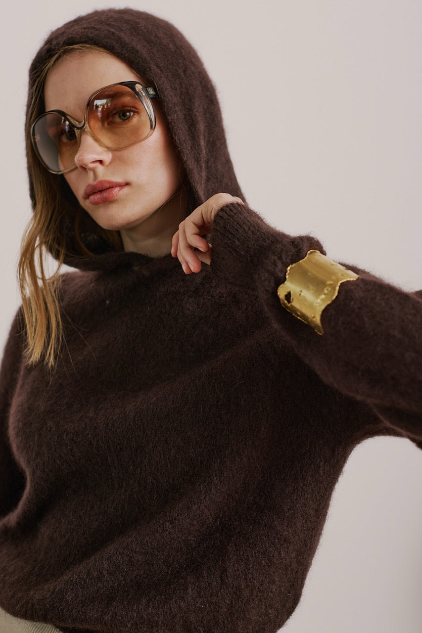 Sweater Mohair Monza Café Detalle