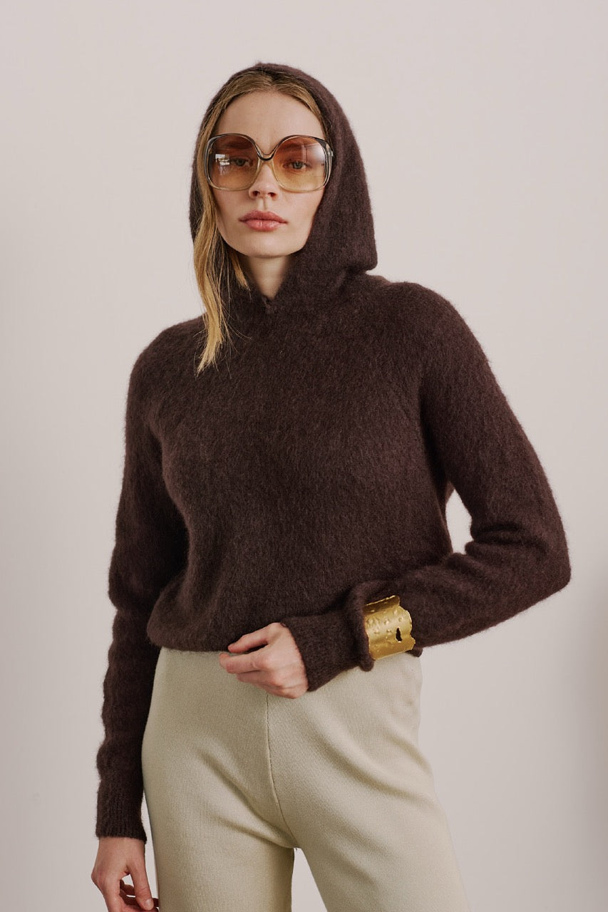 Sweater Mohair Monza Café Vista Frontal