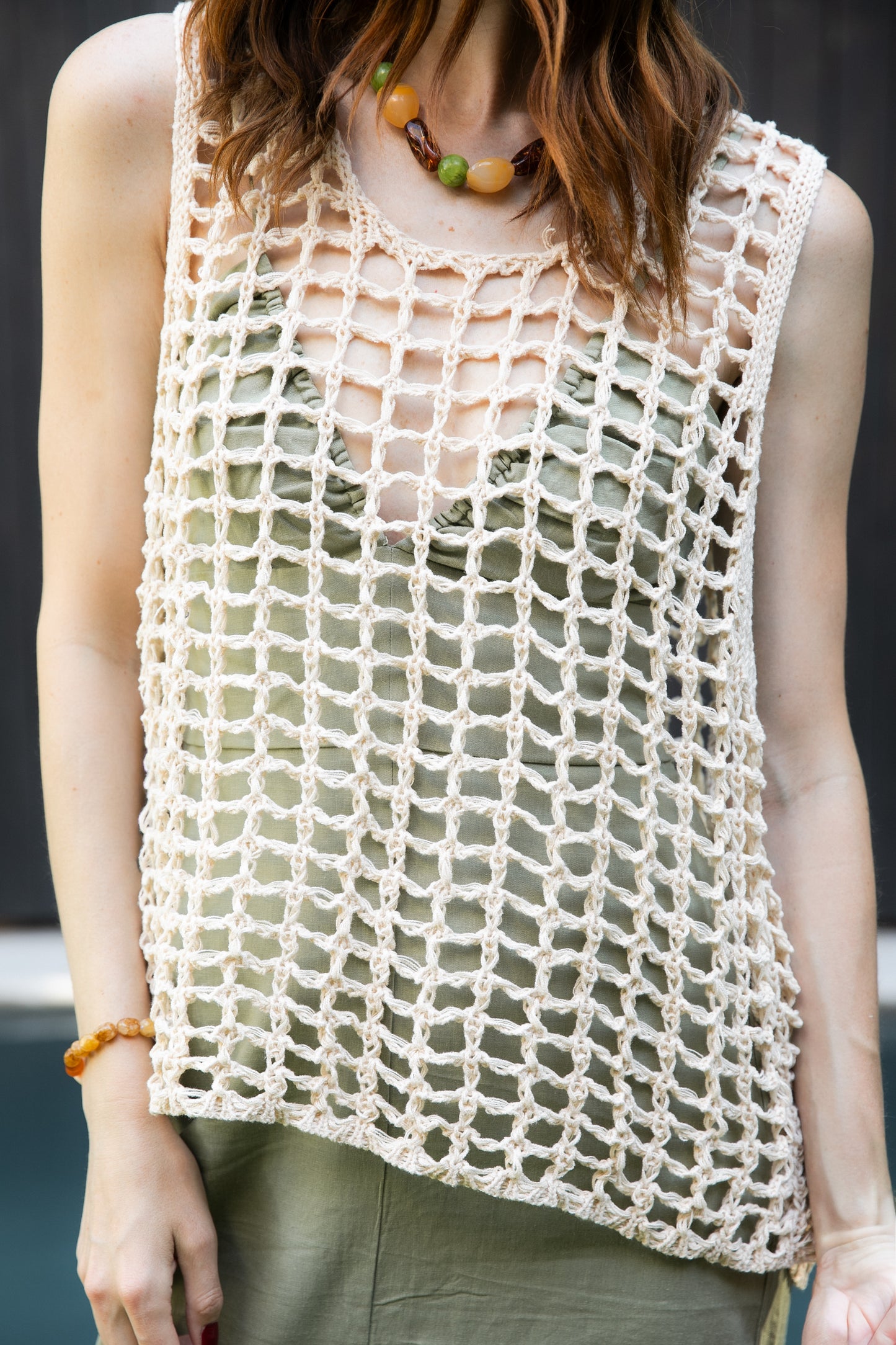 Top Sin Manga Poli Beige