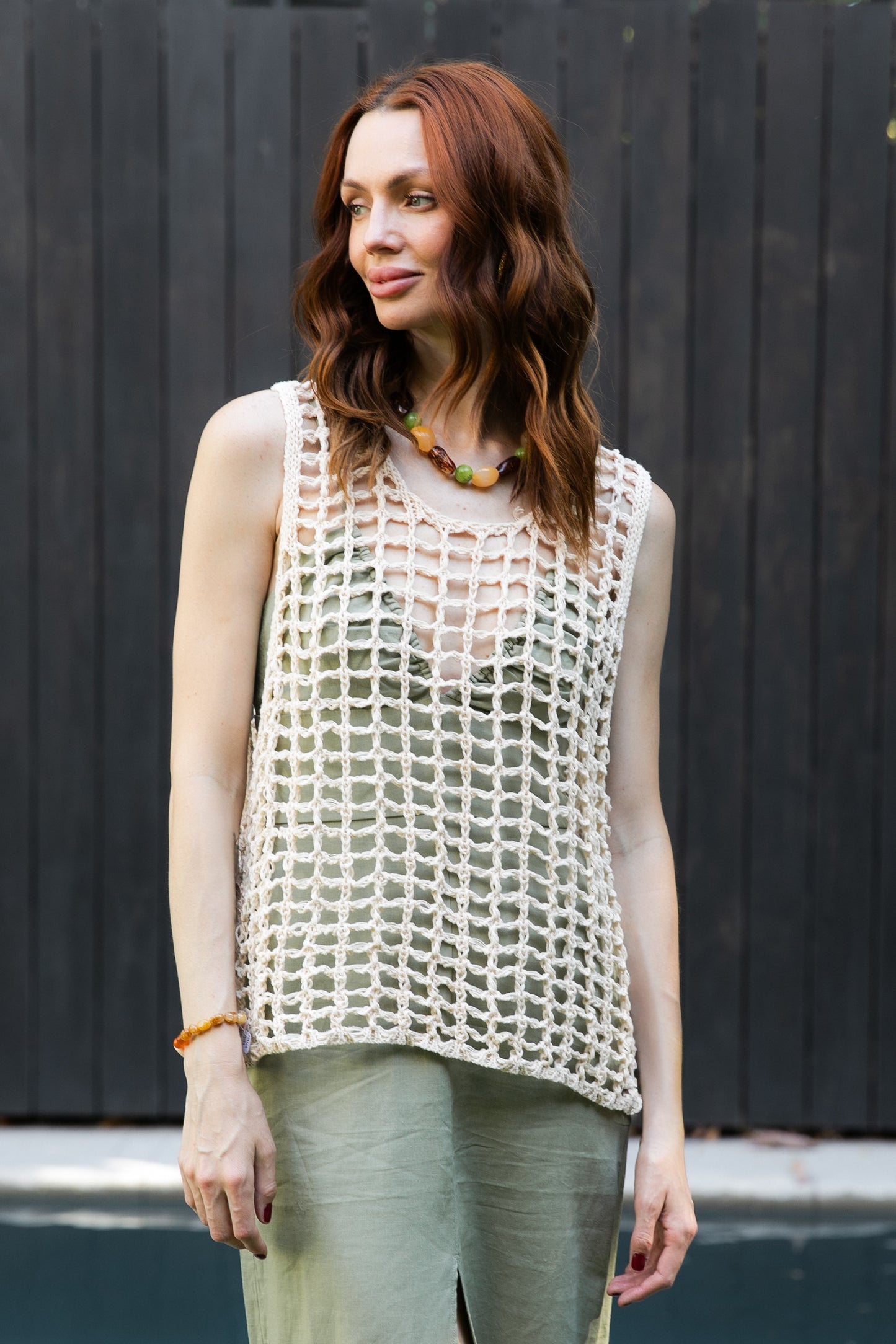 Top Sin Manga Poli Beige