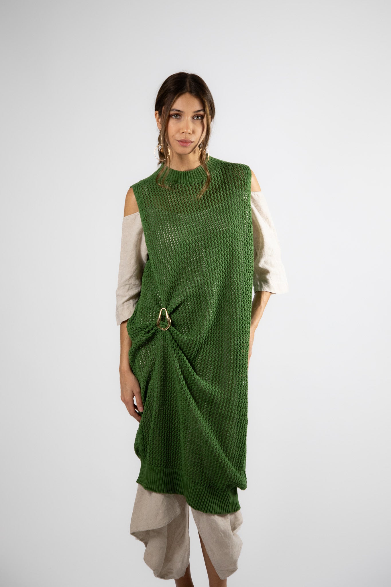 Vestido largo Algodón Paz Verde