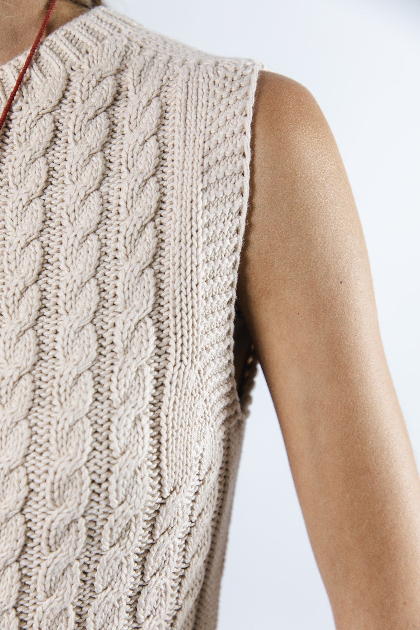 Top sin manga Algodón Pili Beige