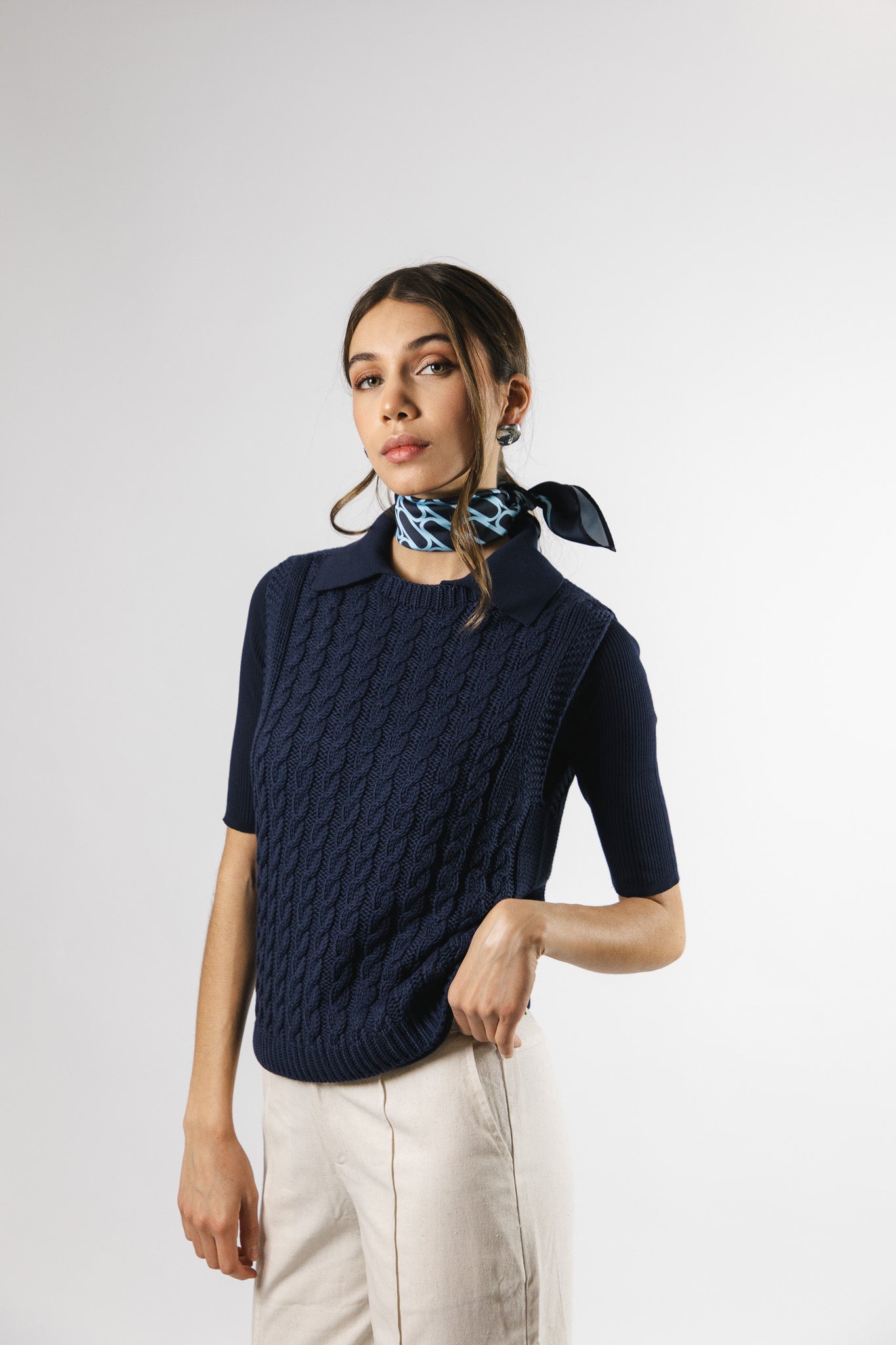 Top sin manga Algodón Pili Azul Marino