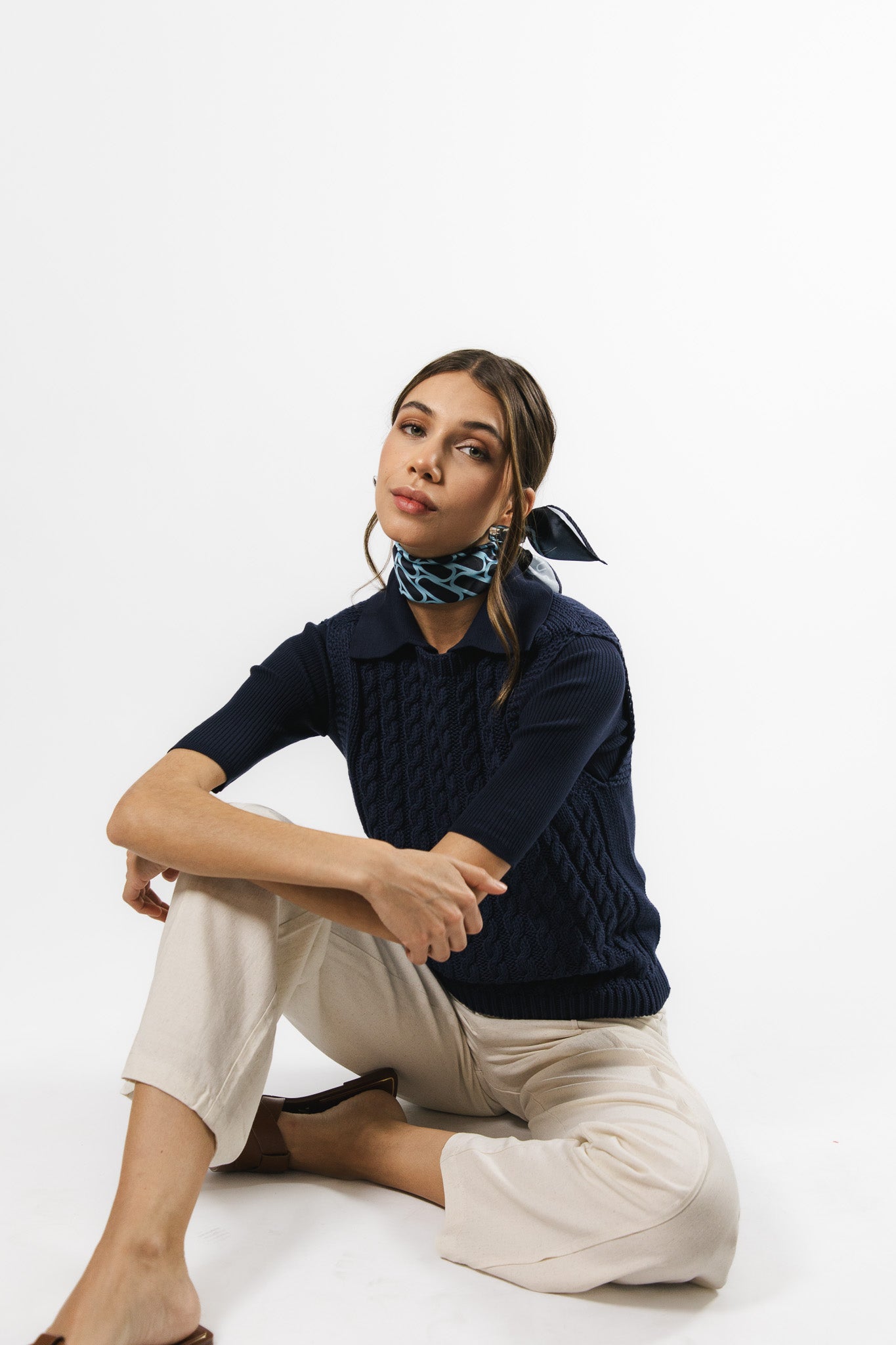 Top sin manga Algodón Pili Azul Marino