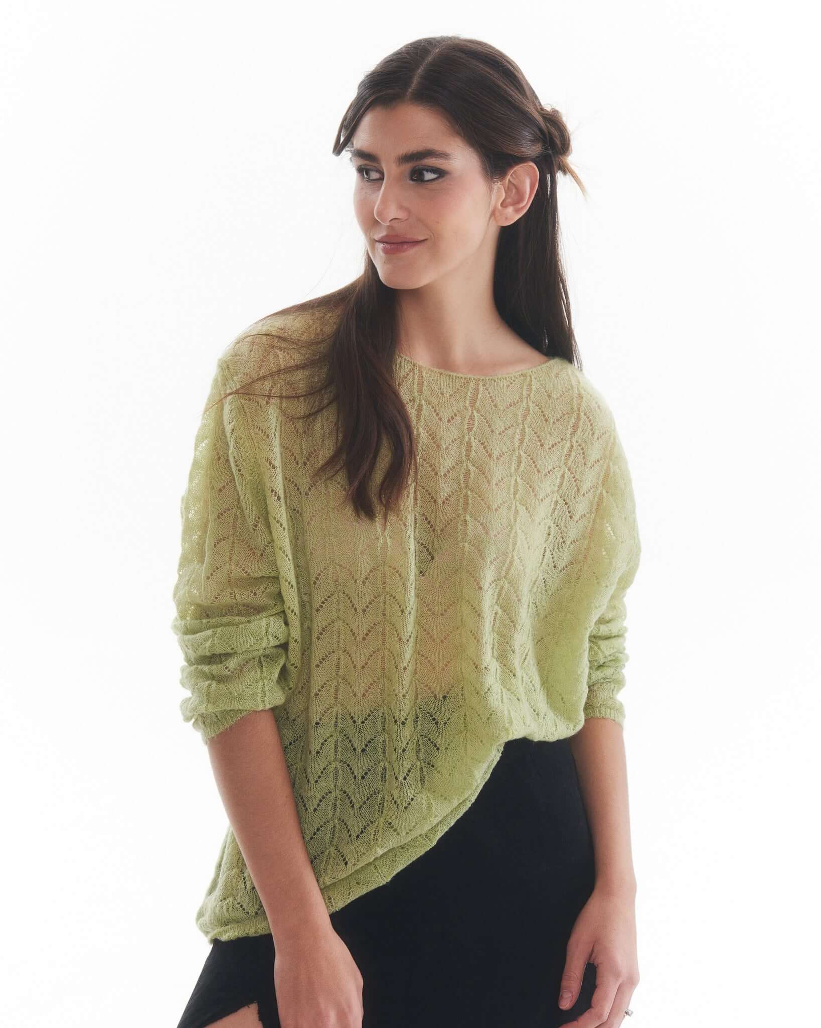 Sweater Mohair Piera Verde Limón