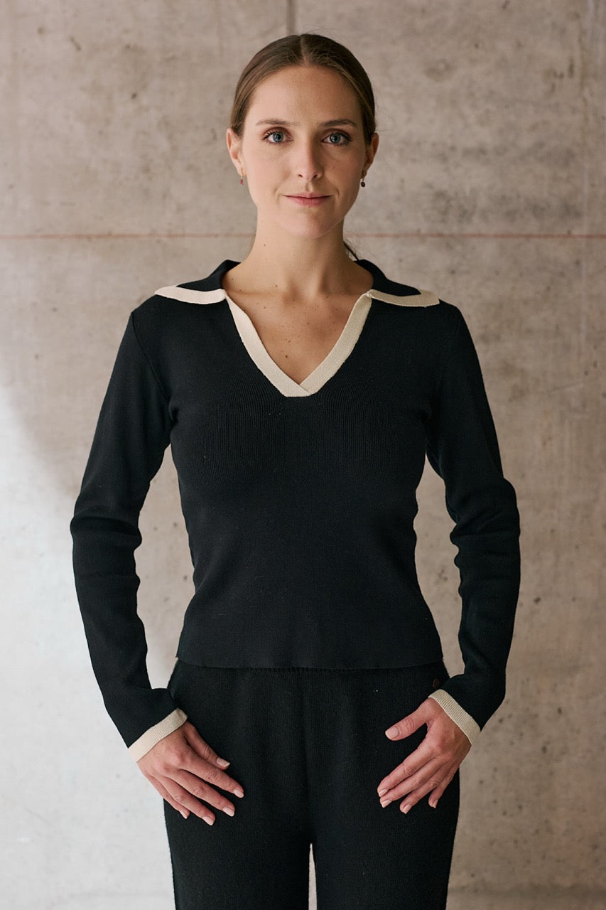 Polera Viscosa Kian Negro Vista Frontal