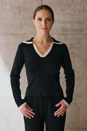 Polera Viscosa Kian Negro Vista Frontal