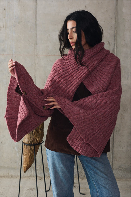 Poncho Blend Lana Erice Rosado Vista Frontal 2