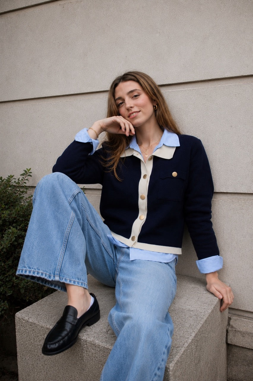 Chaqueta Viscosa Stina Azul Marino