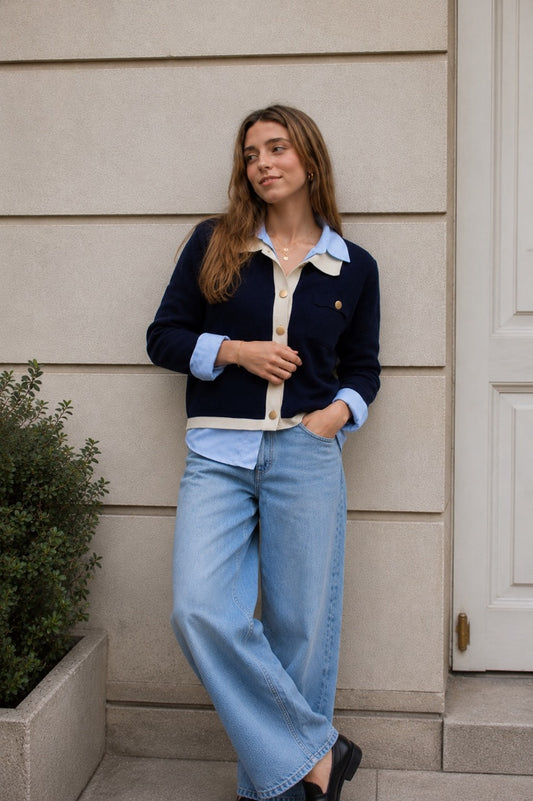 Chaqueta Viscosa Stina Azul Marino