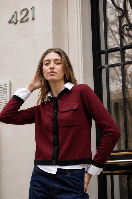 Chaqueta Viscosa Stina Burdeo