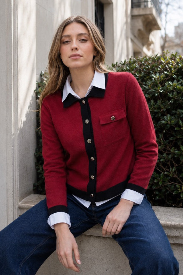 Chaqueta Viscosa Stina Burdeo