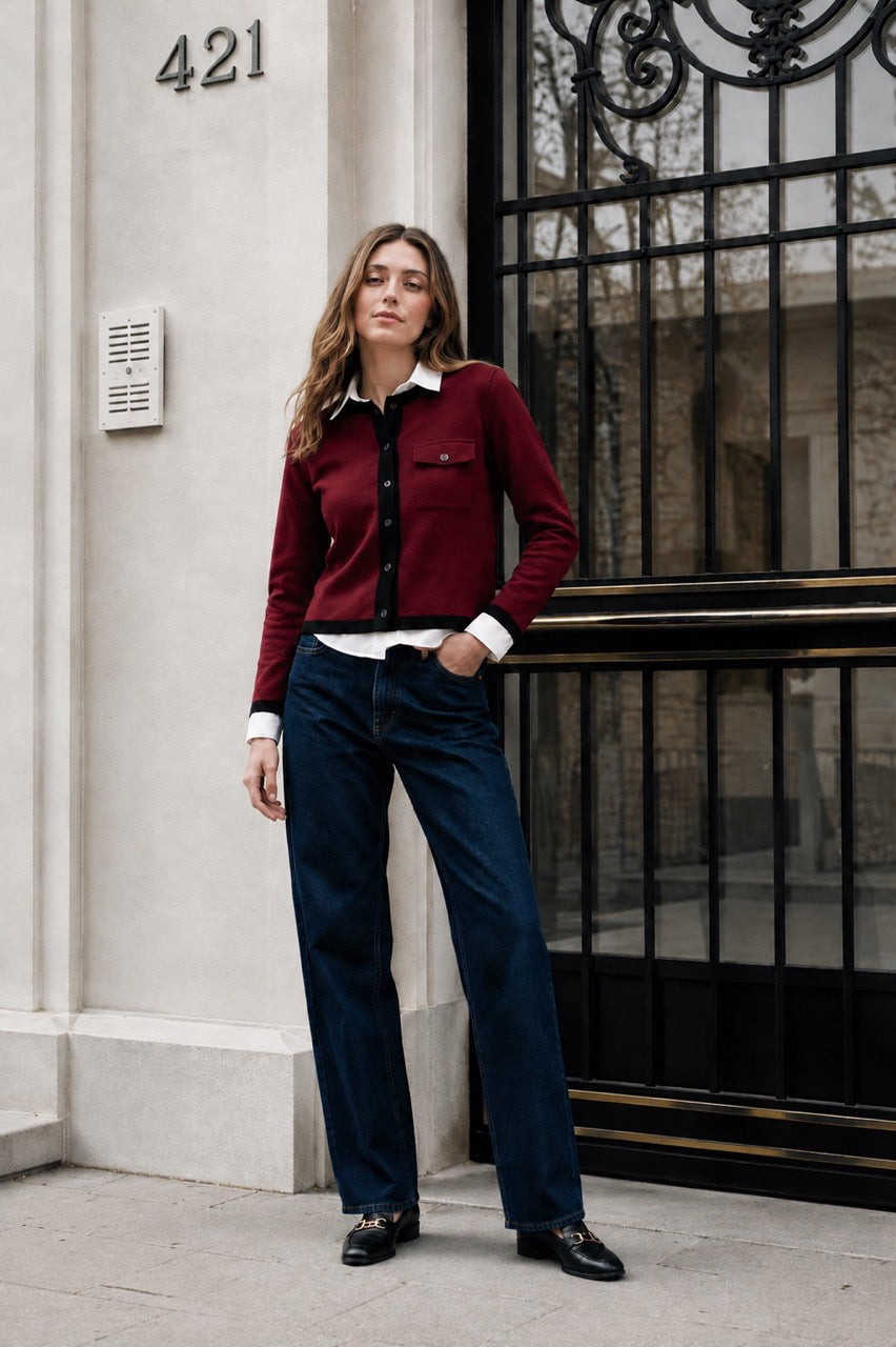 Chaqueta Viscosa Stina Burdeo