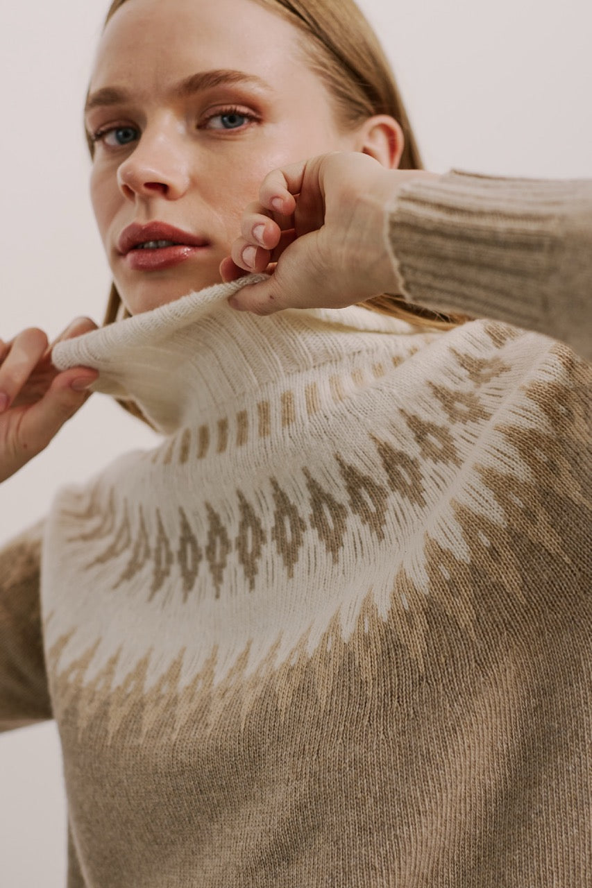 Sweater Lana y Cashmere Salerno Beige Detalle