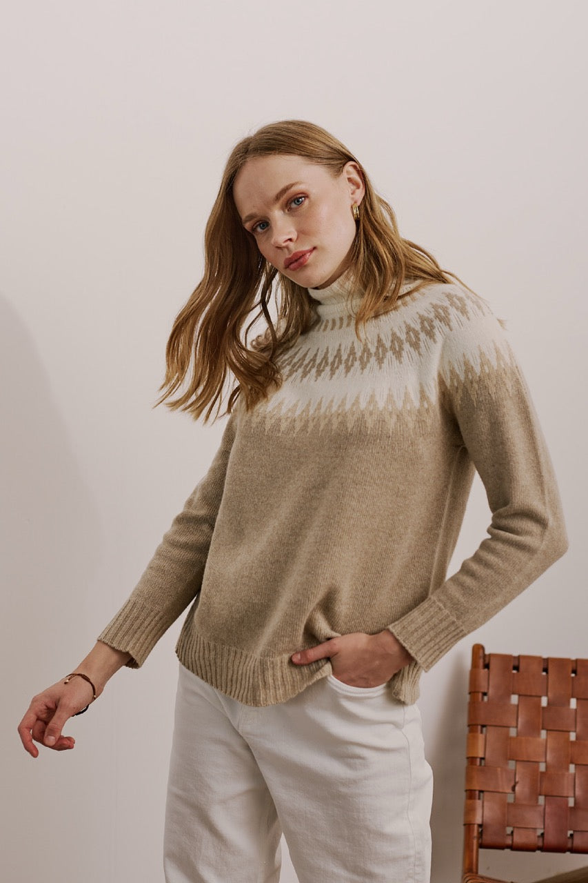 Sweater Lana y Cashmere Salerno Beige Total Look