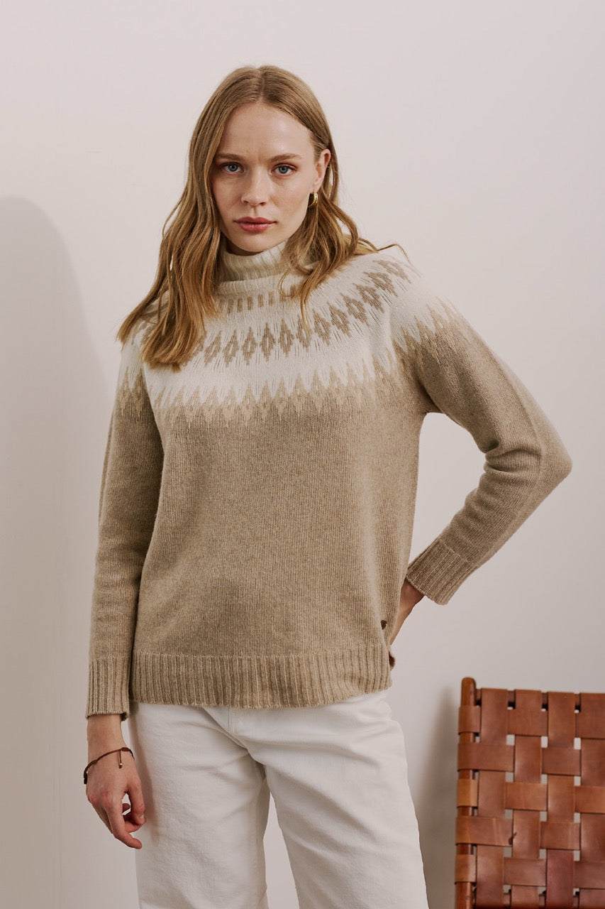 Sweater Lana y Cashmere Salerno Beige Vista Frontal