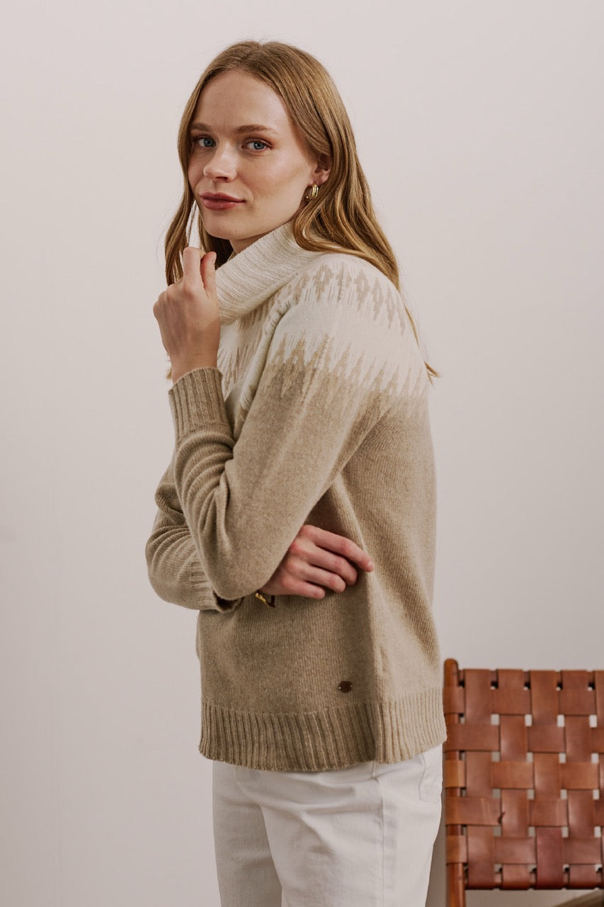 Sweater Lana y Cashmere Salerno Beige Vista Lateral