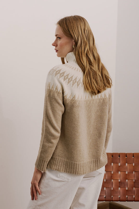 Sweater Lana y Cashmere Salerno Beige Vista Posterior