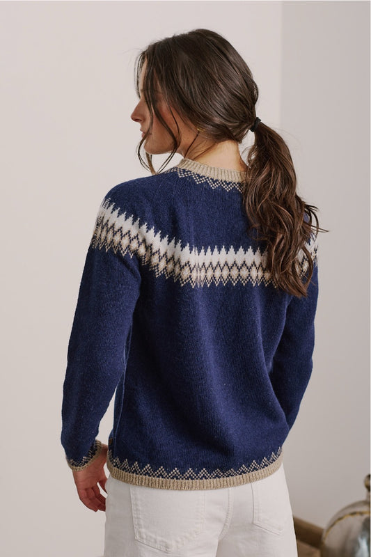 Sweater Lana y Cashmere Sardgena Azul Vista Posterior
