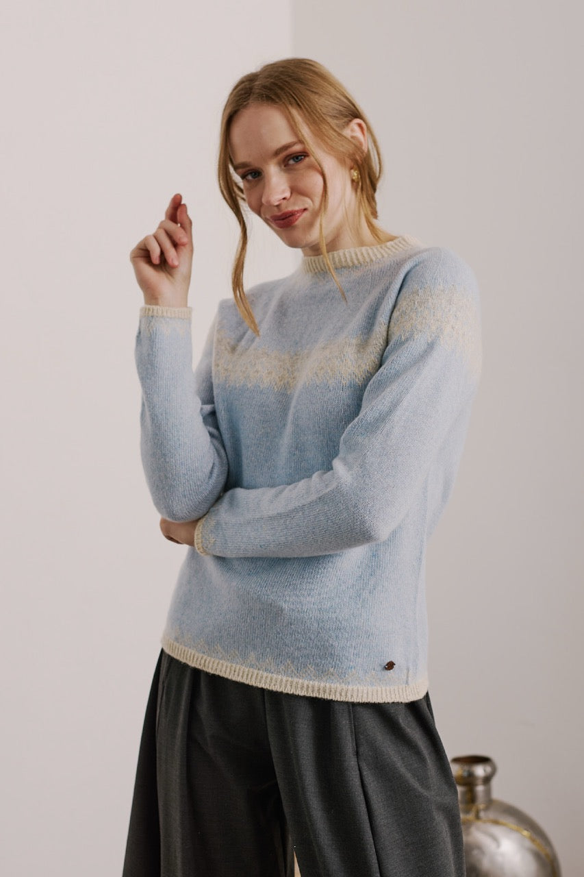 Sweater Lana y Cashmere Sardgena Celeste Vista Frontal
