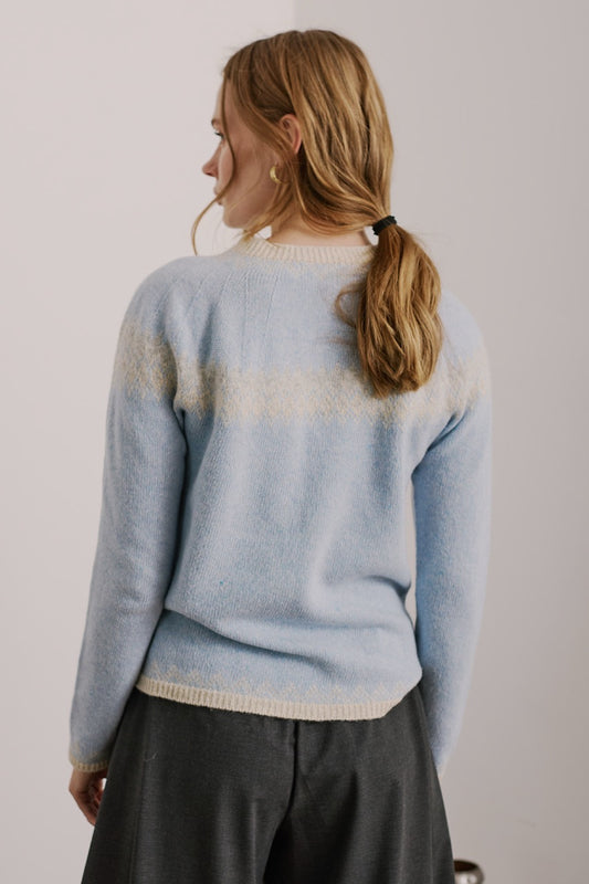 Sweater Lana y Cashmere Sardgena Celeste Vista Posterior