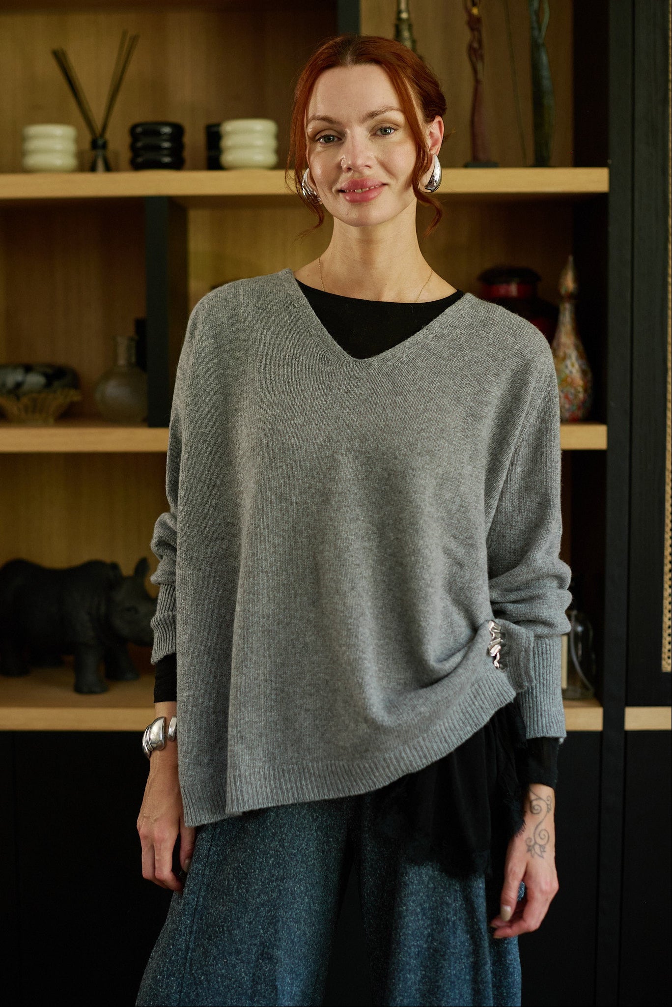 Sweater Lana y Cashmere Sorrento Gris Vista Frontal
