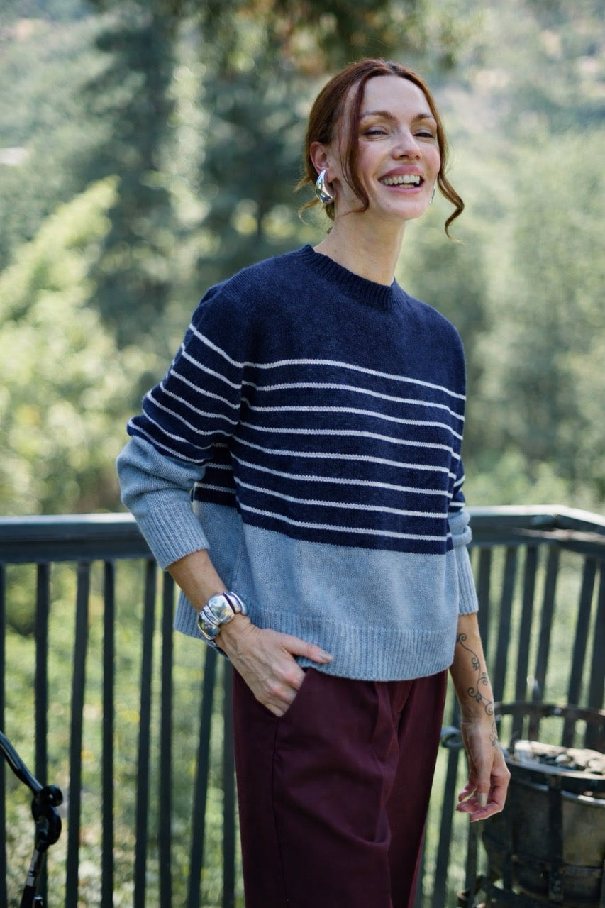 Sweater Lana y Cashmere Spoleto Azul Vista Frontal