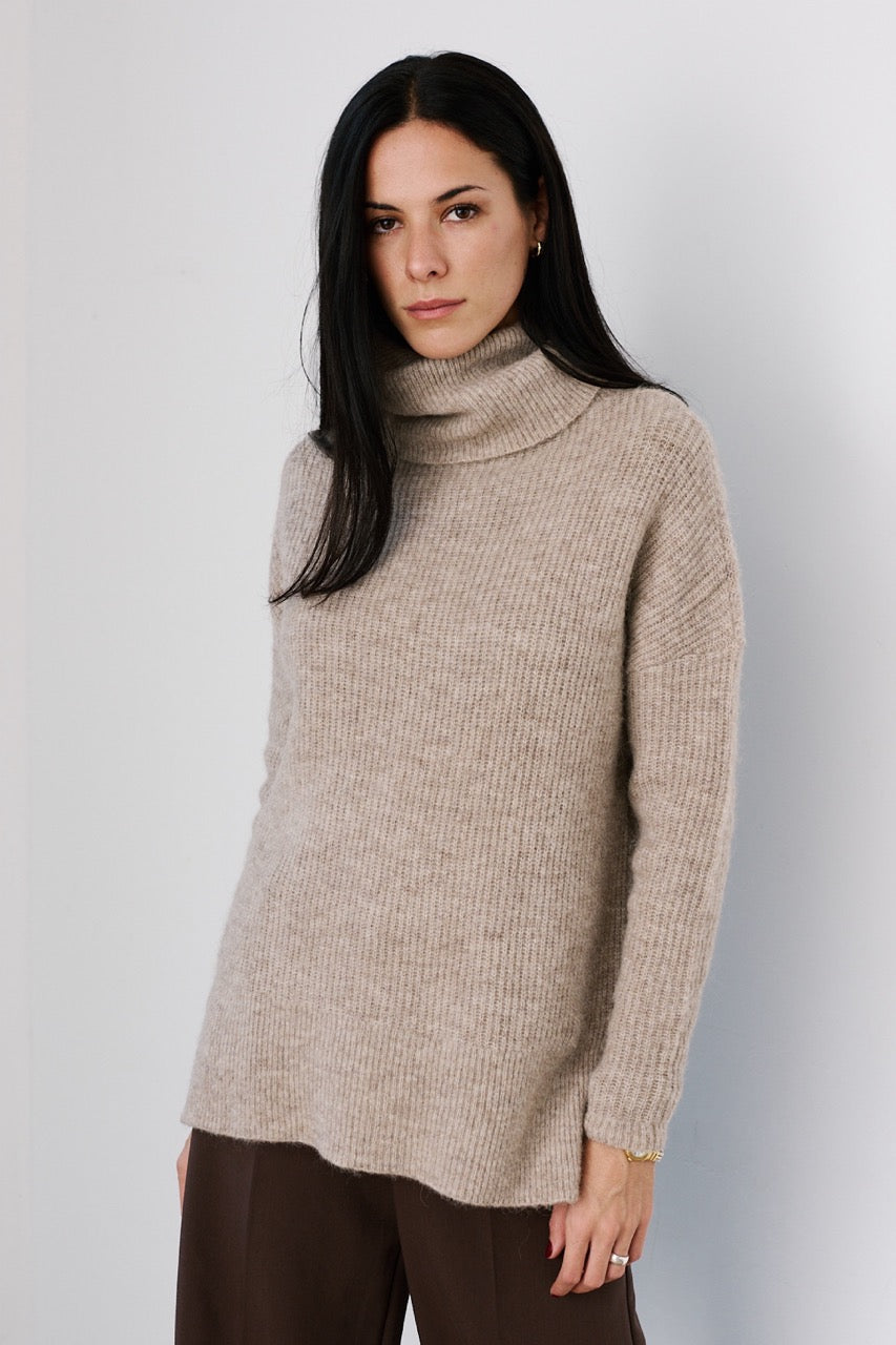 Sweater Blend Alpaca y Lana Andor Beige Vista Frontal