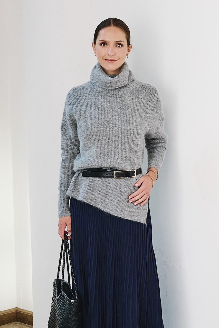 Sweater Blend Alpaca y Lana Andor Gris Vista Completa