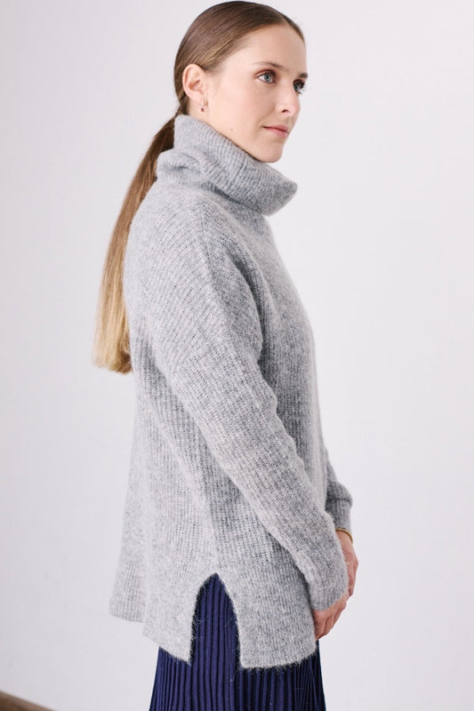 Sweater Blend Alpaca y Lana Andor Gris Vista Lateral