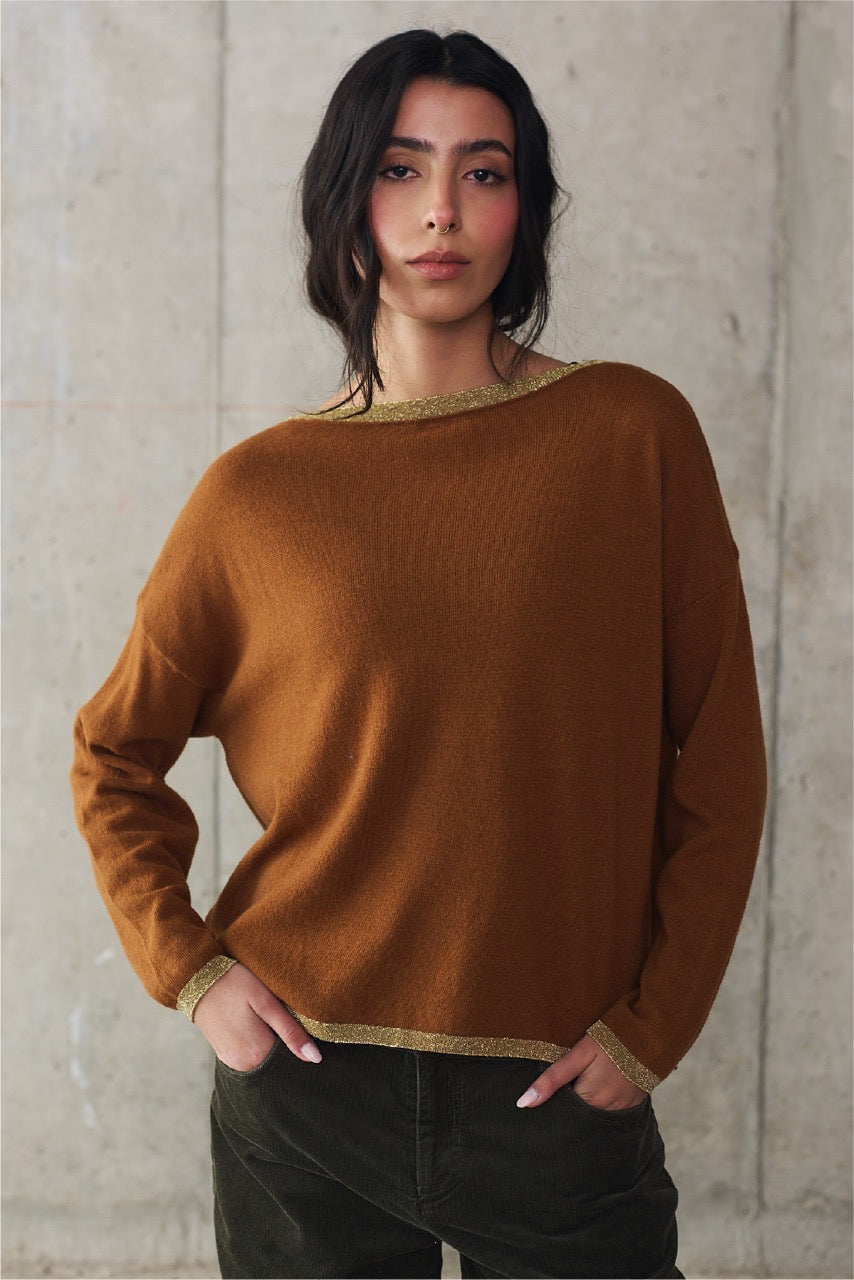 Sweater Lana y Cashmere Cefalú Camel Vista Frontal
