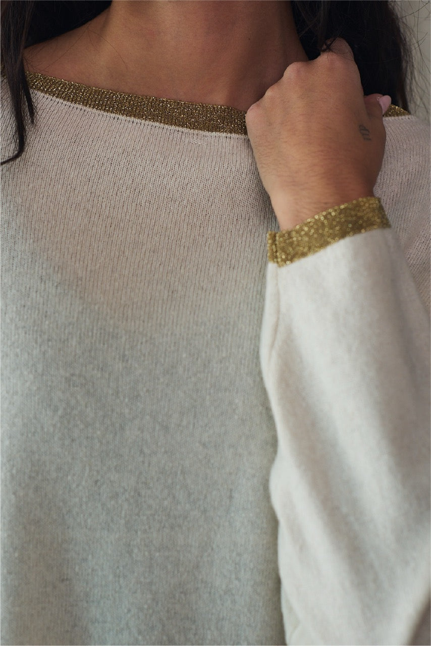 Sweater Lana y Cashmere Cefalú Crudo Detalle