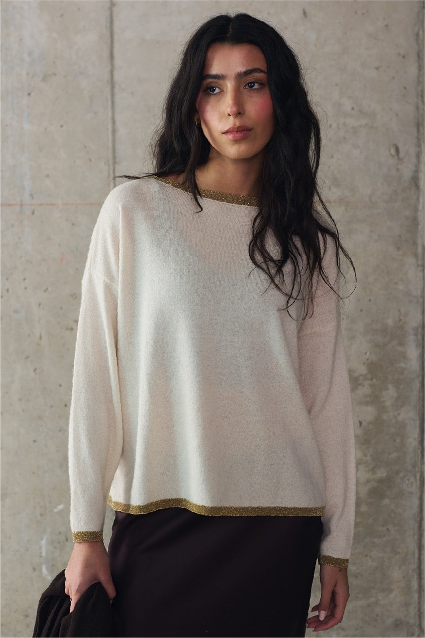 Sweater Lana y Cashmere Cefalú Crudo Vista Frontal