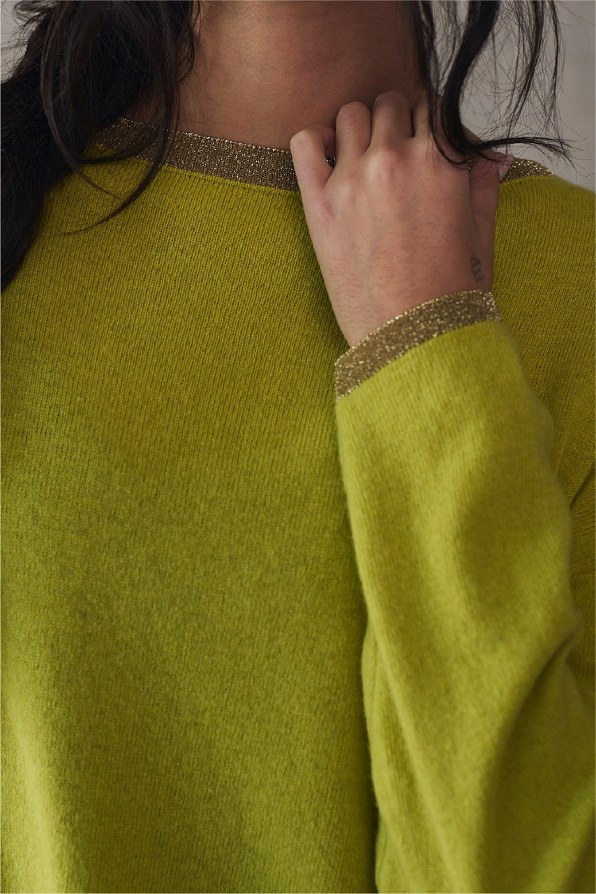 Sweater Lana y Cashmere Cefalú Pistacho Detalle