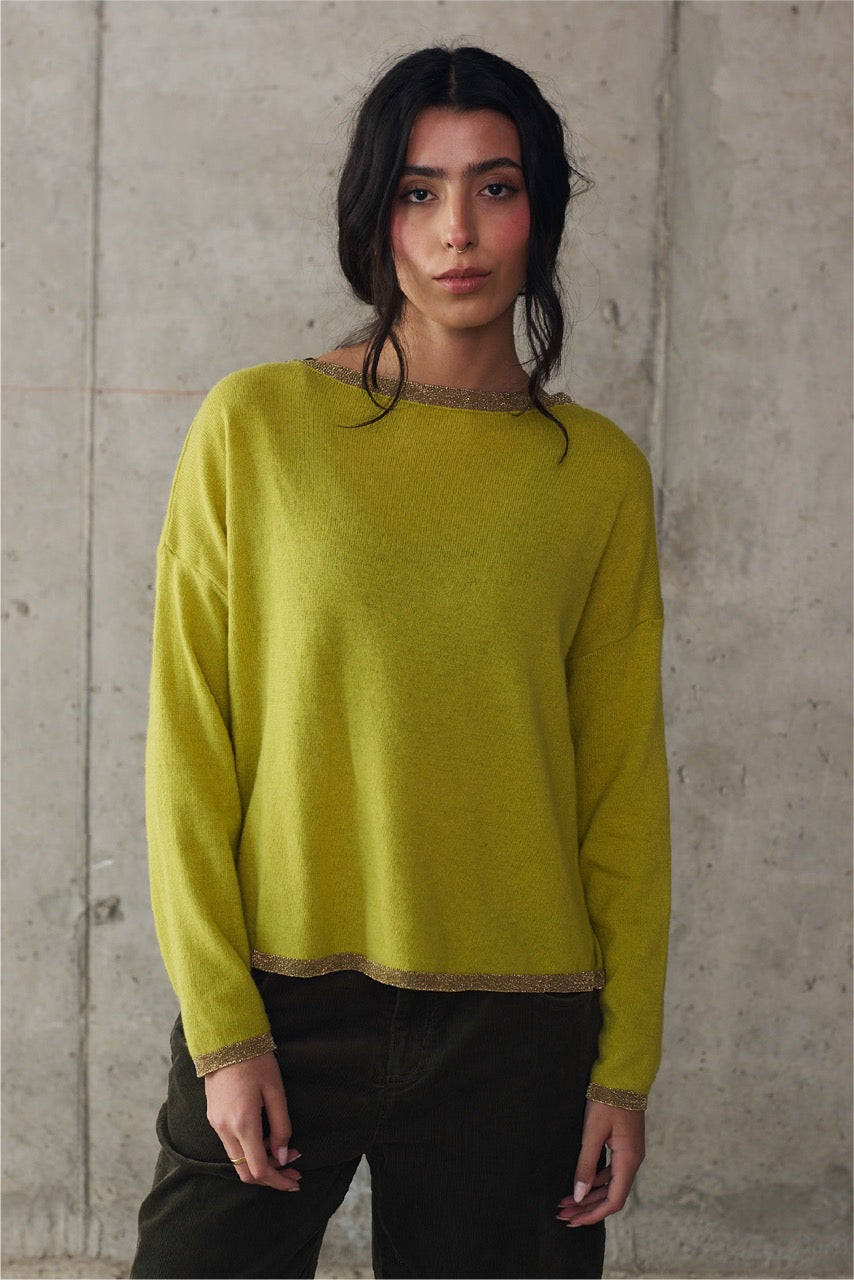 Sweater Lana y Cashmere Cefalú Pistacho Vista Frontal