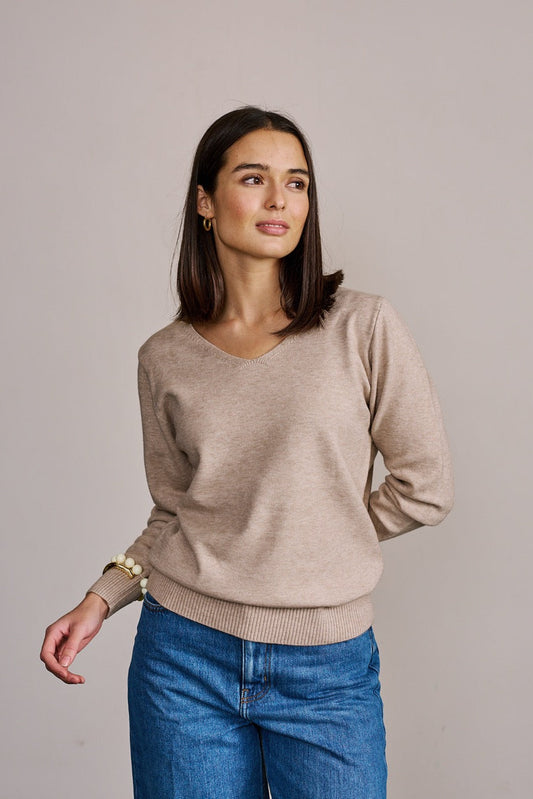 Sweater Lana Grete Beige Vista Frontal 2