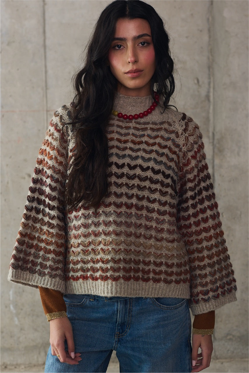 Sweater Blend Lana Novara Beige Vista Frontal