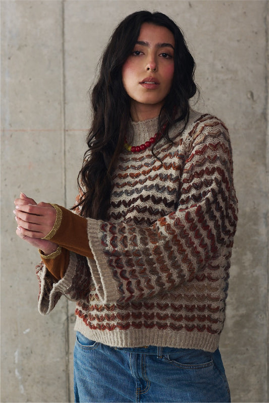 Sweater Blend Lana Novara Beige Vista Frontal 2