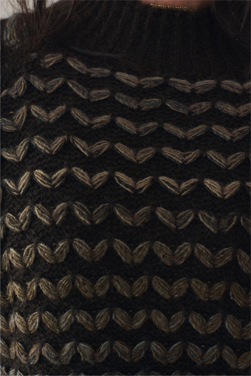 Sweater Blend Lana Novara Café Detalle